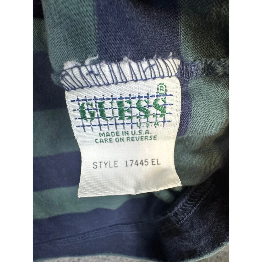 Vintage Guess Jeans USA Striped T Shirt XL 90s Made in USA Embroidered Logo - Picture 3 of 7